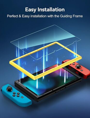 ivoler Screen Protector [2 Pack] Tempered Glass for Nintendo Switch,Blue Light Screen Filter Screen Protector with [Alignment Frame] Anti-Scratch Full Coverage Guard for Nintendo Switch in Kuwait