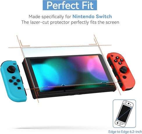 ivoler Screen Protector [2 Pack] Tempered Glass for Nintendo Switch,Blue Light Screen Filter Screen Protector with [Alignment Frame] Anti-Scratch Full Coverage Guard for Nintendo Switch in Kuwait