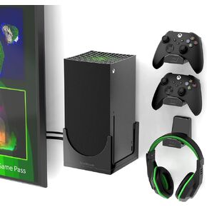 TotalMount - حامل على الحائط لجهاز Xbox Series X - يمنع جهاز Xbox الخاص بك من السقوط عن طريق تأمين كل جانب (حزمة كبيرة: حامل على الحائط و3 حوامل لوحدات التحكم) in Kuwait