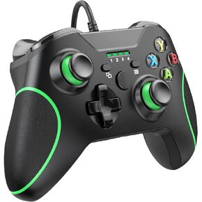 وحدة تحكم سلكية YCCSKY متوافقة مع Xbox Series X|S/Xbox One، وحدة تحكم ألعاب سلكية لأجهزة Xbox One PC Windows 7/8/10، مع مقبس صوت Dual-V Turbo (أسود) in Kuwait