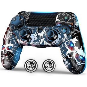 وحدة تحكم لاسلكية لجهاز PS4، جهاز تحكم عن بعد لاسلكي متوافق مع Playstation 4/Slim/Pro، مع مستشعر حركة مزدوج/صوت/ستة محاور (نمط الكتابة على الجدران باللون الأسود) in Kuwait