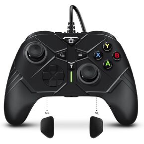 وحدة تحكم سلكية AceGamer لجهاز Xbox One مع زرين قابلين لإعادة التعيين، ومقبس صوت 3.5 ملم، ومفتاح توربو واهتزاز مزدوج، متوافقة مع Xbox One/S/X/Series S/Series X/PC Windows 10/11 (أسود) in Kuwait