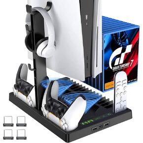 Geliebt Lynn PS5 Stand, PS5 Cooling Station, PS5 Controller Charging Station with 15 Games Organizer & Headset Holder in Saudi Arabia