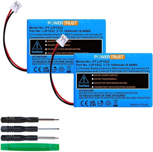 بطارية PowerTrust 1800 مللي أمبير LIP1522 متوافقة مع وحدة التحكم اللاسلكية Sony PS4 Dual Shock 4 CUH-ZCT1E CUH-ZCT1U 2015 (قابس كبير) in Saudi Arabia