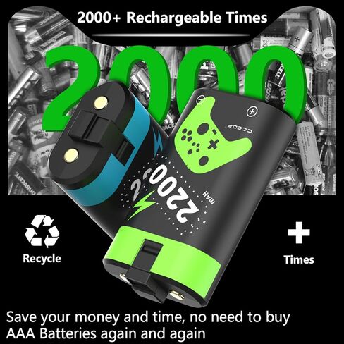4 Pcs 2200mAH Rechargeable Battery Packs for Xbox One Controller Xbox Series X|S Battery Packs with Charger Dock Charger Station for Xbox Series X|S, Xbox One S/One X/One Elite in Saudi Arabia
