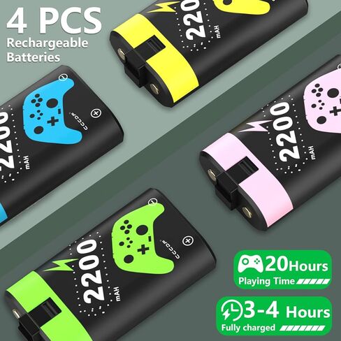 4 Pcs 2200mAH Rechargeable Battery Packs for Xbox One Controller Xbox Series X|S Battery Packs with Charger Dock Charger Station for Xbox Series X|S, Xbox One S/One X/One Elite in Saudi Arabia