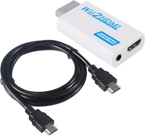 محول Aokin Wii إلى HDMI، محول Wii إلى HDMI 1080P 720P إخراج فيديو مع مقبس صوت 3.5 مم، مناسب لـ Wii Connect HDTV، الشاشة - يدعم جميع أوضاع عرض Wii، يتضمن كابل HDMI بطول 1.5 متر/4.9 قدم in Kuwait