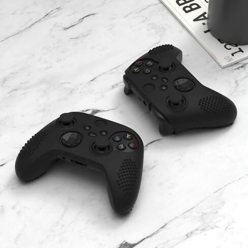 غطاء سيليكون مضاد للانزلاق من eXtremeRate PlayVital 3D Studded Edition لوحدة تحكم Xbox Series X/S، واقي حافظة مطاطي لوحدة التحكم اللاسلكية Xbox Core مع مقابض الإبهام - رمادي داكن وأسود in Saudi Arabia