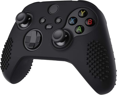 غطاء سيليكون مضاد للانزلاق من eXtremeRate PlayVital 3D Studded Edition لوحدة تحكم Xbox Series X/S، واقي حافظة مطاطي لوحدة التحكم اللاسلكية Xbox Core مع مقابض الإبهام - رمادي داكن وأسود in Saudi Arabia