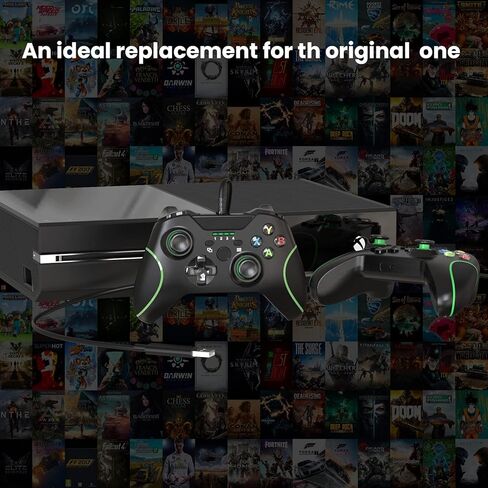 وحدة تحكم سلكية YCCSKY متوافقة مع Xbox Series X|S/Xbox One، وحدة تحكم ألعاب سلكية لأجهزة Xbox One PC Windows 7/8/10، مع مقبس صوت Dual-V Turbo (أسود) in Kuwait