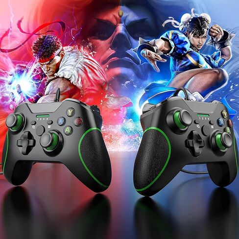 وحدة تحكم سلكية YCCSKY متوافقة مع Xbox Series X|S/Xbox One، وحدة تحكم ألعاب سلكية لأجهزة Xbox One PC Windows 7/8/10، مع مقبس صوت Dual-V Turbo (أسود) in Kuwait