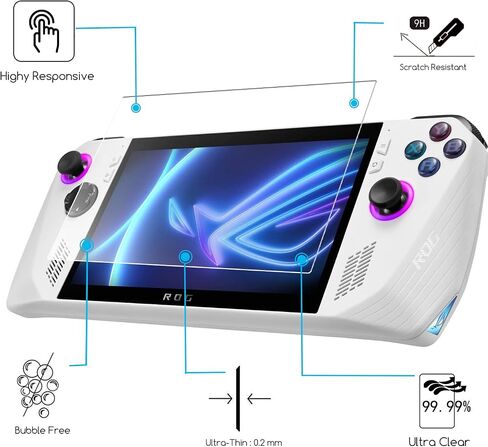 واقي شاشة من الزجاج المقسى من KEANBOLL مكون من قطعتين لجهاز ASUS ROG Ally Gaming المحمول مقاس 7 بوصات 2023، فائق الوضوح وصلابة 9H ومقاوم للخدش وامتصاص تلقائي in Saudi Arabia