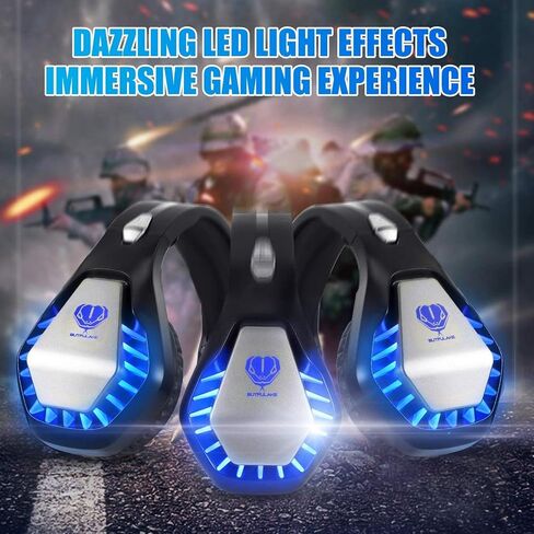 Gaming Headset for PS4, Xbox One, PC, PS5, Laptop, Mac, Nintendo Switch, 3.5MM Noise Cancelling Over Ear Headphones with Mic, Bass Surround, Soft Memory Earmuffs (Black) in Kuwait