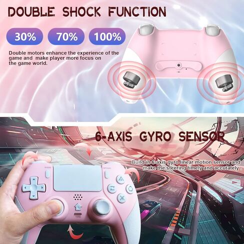 وحدة تحكم لاسلكية OFOTEIN لوحدة تحكم PS4، وحدة تحكم Gamepad متوافقة مع Playstation 4/Slim/Pro/PC، بطارية مدمجة قابلة لإعادة الشحن بقدرة 800 مللي أمبير في الساعة/عصا تحكم وأزرار استجابة/صوت/Turbo (وردي) in Saudi Arabia