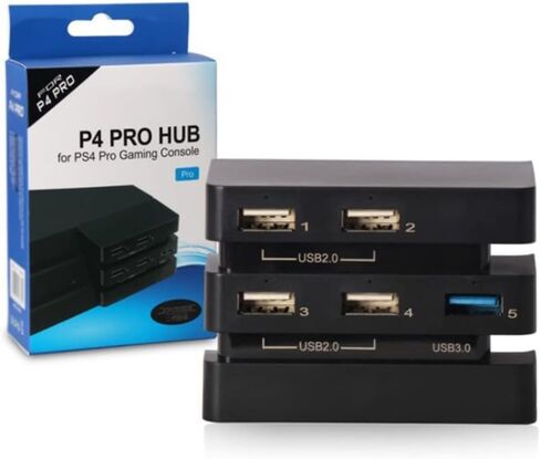 موزع USB 3.0 لجهاز بلاي ستيشن 4 برو، موزع USB 2.0 و3.0 عالي السرعة بـ5 منافذ USB 2.0 و3.0، موصل محول شاحن عالي السرعة لوحدة تحكم العاب بلاي ستيشن 4 برو in Saudi Arabia