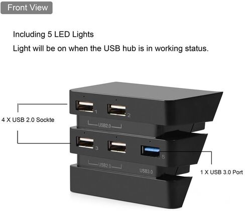 موزع USB 3.0 لجهاز بلاي ستيشن 4 برو، موزع USB 2.0 و3.0 عالي السرعة بـ5 منافذ USB 2.0 و3.0، موصل محول شاحن عالي السرعة لوحدة تحكم العاب بلاي ستيشن 4 برو in Saudi Arabia