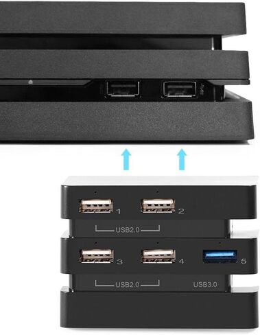 موزع USB 3.0 لجهاز بلاي ستيشن 4 برو، موزع USB 2.0 و3.0 عالي السرعة بـ5 منافذ USB 2.0 و3.0، موصل محول شاحن عالي السرعة لوحدة تحكم العاب بلاي ستيشن 4 برو in Saudi Arabia