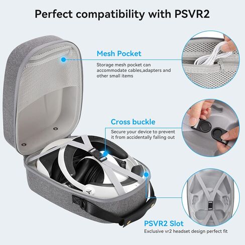 حافظة PSVR2، حقيبة حمل لجهاز PSVR2، حقيبة سفر مع جيب مدمج لتخزين ملحقات PSVR 2 الصغيرة، حقيبة يد محمولة مع حزام كتف لجهاز تحكم Playstation VR2 Sense، حافظة صلبة لجهاز PS VR2 in Kuwait