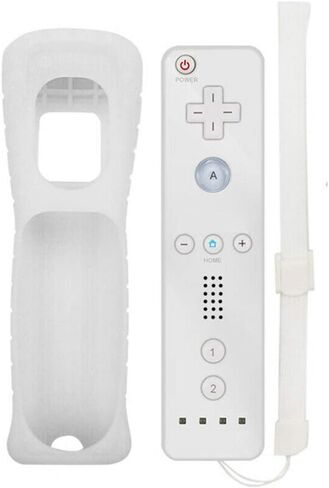 Wireless Remote Controller Gamepad Joystick for Nintendo Wii/ Wii U, w/ Silicone Case & Hand strap (White) in Saudi Arabia