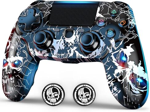 وحدة تحكم لاسلكية لجهاز PS4، جهاز تحكم عن بعد لاسلكي متوافق مع Playstation 4/Slim/Pro، مع مستشعر حركة مزدوج/صوت/ستة محاور (نمط الكتابة على الجدران باللون الأسود) in Kuwait