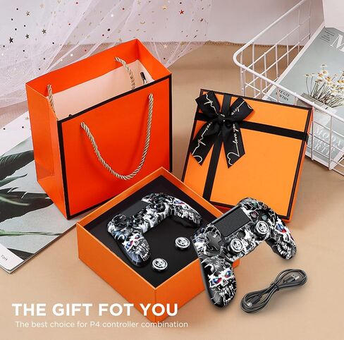 وحدة تحكم لاسلكية لجهاز PS4، جهاز تحكم عن بعد لاسلكي متوافق مع Playstation 4/Slim/Pro، مع مستشعر حركة مزدوج/صوت/ستة محاور (نمط الكتابة على الجدران باللون الأسود) in Kuwait