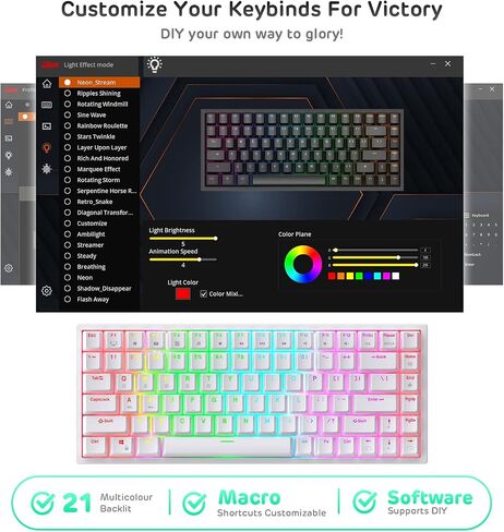 RK ROYAL KLUDGE RK84 Wireless RGB 75% وضع ثلاثي BT5.0/2.4G/USB-C لوحة مفاتيح ميكانيكية قابلة للتبديل السريع، لوحة مفاتيح ألعاب بلوتوث 84 مفتاحًا مع بطارية عالية السعة، مفتاح أحمر هادئ in Kuwait