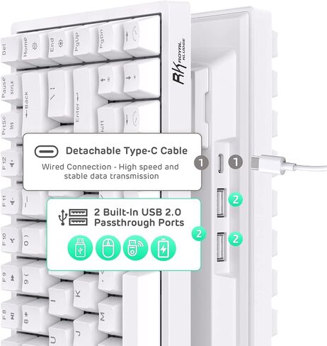 RK ROYAL KLUDGE RK84 Wireless RGB 75% وضع ثلاثي BT5.0/2.4G/USB-C لوحة مفاتيح ميكانيكية قابلة للتبديل السريع، لوحة مفاتيح ألعاب بلوتوث 84 مفتاحًا مع بطارية عالية السعة، مفتاح أحمر هادئ in Kuwait