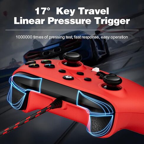 2 Pack Wired Controller Replacement for Xbox Controller, Compatible with Xbox One, Xbox Series X/S, Xbox One X/S PC Windows with Headphone Jack/Turbo/Macro Function, 10ft Long (Black+Red) in Kuwait