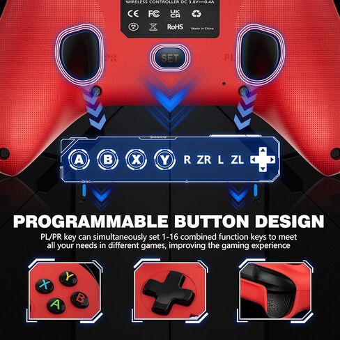 2 Pack Wired Controller Replacement for Xbox Controller, Compatible with Xbox One, Xbox Series X/S, Xbox One X/S PC Windows with Headphone Jack/Turbo/Macro Function, 10ft Long (Black+Red) in Kuwait