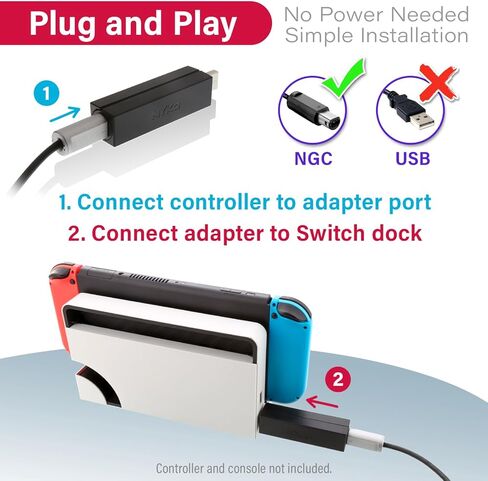 Nyko Retro Controller Hub Plus - محول وحدة تحكم Gamecube لجهاز Nintendo Switch، قم بتوصيل ما يصل إلى 4 وحدات تحكم مع Turbo وزر الصفحة الرئيسية، متوافق مع Super Smash Bros in Kuwait