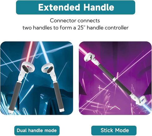 ملحق مقابض التحكم بمقبض تمديد من أوكي كات بيت سابر لـ Oculus Quest 2، 2 في 1 مقبض لعب Gorilla Tag Golf Club/Supernatural Enhance VR Gaming in Kuwait