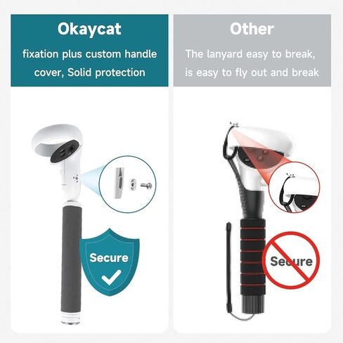 ملحق مقابض التحكم بمقبض تمديد من أوكي كات بيت سابر لـ Oculus Quest 2، 2 في 1 مقبض لعب Gorilla Tag Golf Club/Supernatural Enhance VR Gaming in Kuwait