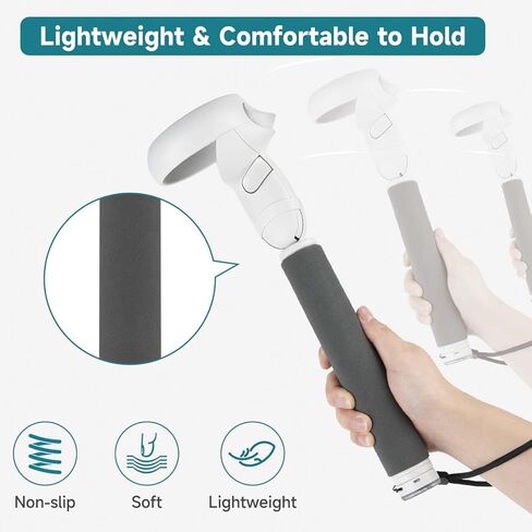 ملحق مقابض التحكم بمقبض تمديد من أوكي كات بيت سابر لـ Oculus Quest 2، 2 في 1 مقبض لعب Gorilla Tag Golf Club/Supernatural Enhance VR Gaming in Kuwait