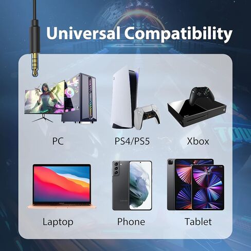 فوليم كيبل ميكروفون بوم متوافق مع سماعات سوني WH-1000XM4 وWH-1000XM3 مع تحكم في مستوى الصوت ومفتاح كتم الصوت للكمبيوتر واللاب توب وبلاي ستيشن 4 وبلاي ستيشن 5 واكس بوكس ون in Kuwait