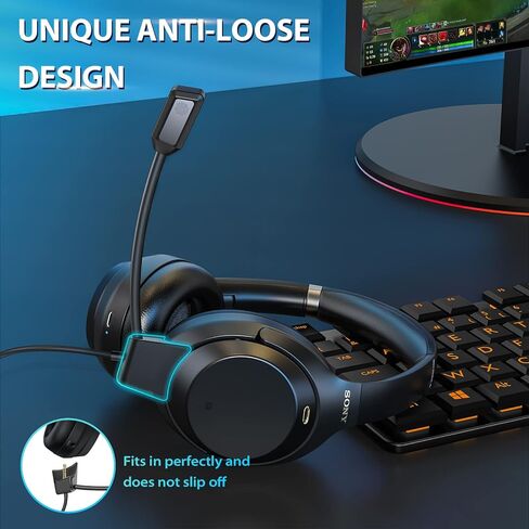 فوليم كيبل ميكروفون بوم متوافق مع سماعات سوني WH-1000XM4 وWH-1000XM3 مع تحكم في مستوى الصوت ومفتاح كتم الصوت للكمبيوتر واللاب توب وبلاي ستيشن 4 وبلاي ستيشن 5 واكس بوكس ون in Kuwait