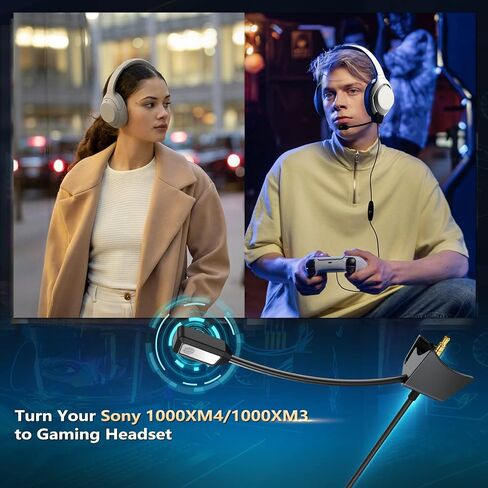 فوليم كيبل ميكروفون بوم متوافق مع سماعات سوني WH-1000XM4 وWH-1000XM3 مع تحكم في مستوى الصوت ومفتاح كتم الصوت للكمبيوتر واللاب توب وبلاي ستيشن 4 وبلاي ستيشن 5 واكس بوكس ون in Kuwait