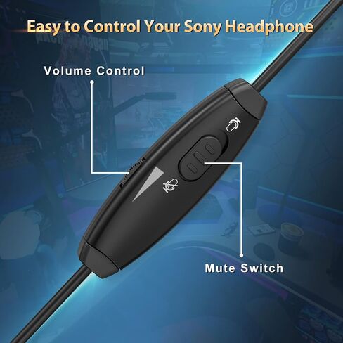 فوليم كيبل ميكروفون بوم متوافق مع سماعات سوني WH-1000XM4 وWH-1000XM3 مع تحكم في مستوى الصوت ومفتاح كتم الصوت للكمبيوتر واللاب توب وبلاي ستيشن 4 وبلاي ستيشن 5 واكس بوكس ون in Kuwait