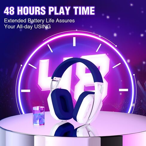 سماعة الألعاب اللاسلكية WolfLawS TA3000 لايت سبيد لأجهزة الكمبيوتر الشخصية، PS5، PS4، نينتندو سويتش، سماعات رأس بلوتوث USB فوق الأذن مع ميكروفونات مدمجة وقابلة للفصل، عزل الضوضاء، زمن وصول منخفض - أبيض in Kuwait