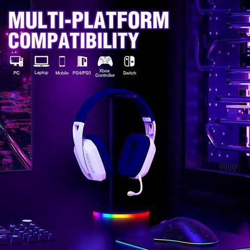 سماعة الألعاب اللاسلكية WolfLawS TA3000 لايت سبيد لأجهزة الكمبيوتر الشخصية، PS5، PS4، نينتندو سويتش، سماعات رأس بلوتوث USB فوق الأذن مع ميكروفونات مدمجة وقابلة للفصل، عزل الضوضاء، زمن وصول منخفض - أبيض in Kuwait