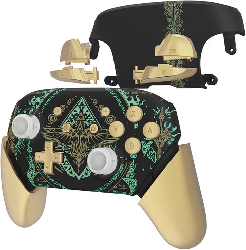eXtremeRate Classic SwitchCube Style Faceplate Backplate Handles for Nintendo Switch Pro Controller, Soft Touch Replacement Grip Housing Shell Cover with Full Set Buttons for Nintendo Switch Pro in Kuwait
