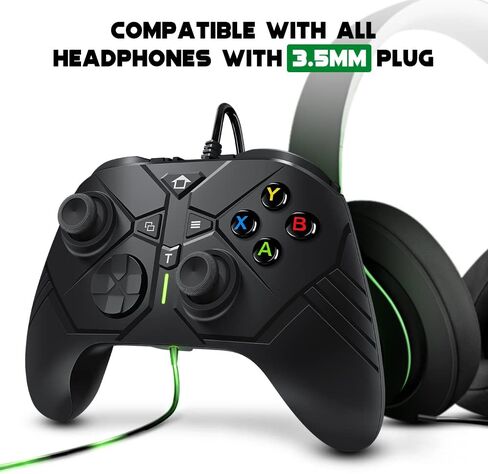وحدة تحكم سلكية AceGamer لجهاز Xbox One مع زرين قابلين لإعادة التعيين، ومقبس صوت 3.5 ملم، ومفتاح توربو واهتزاز مزدوج، متوافقة مع Xbox One/S/X/Series S/Series X/PC Windows 10/11 (أسود) in Kuwait