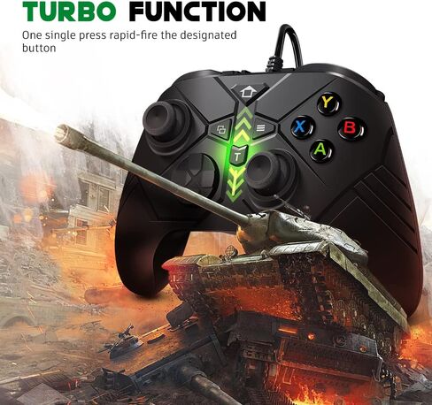 وحدة تحكم سلكية AceGamer لجهاز Xbox One مع زرين قابلين لإعادة التعيين، ومقبس صوت 3.5 ملم، ومفتاح توربو واهتزاز مزدوج، متوافقة مع Xbox One/S/X/Series S/Series X/PC Windows 10/11 (أسود) in Kuwait