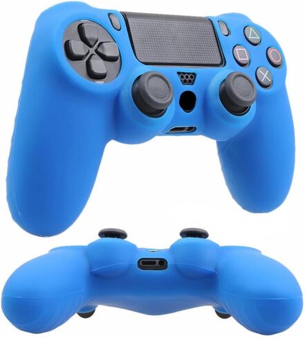 Silicone PS4 Controller Case: A Second Skin for Your Gamepad - Soft, Anti-Slip, Shockproof - Original Color with Grips and Caps(Black) in Kuwait