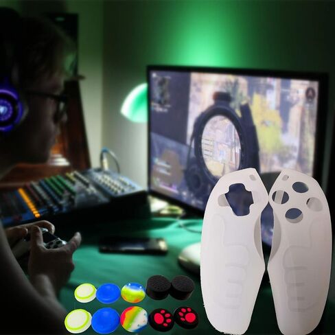Skin for PS5 Controller Grips, Silicone Case Cover for PlayStation 5 Anti-Slip Protector with 10pcs Thumb Joysticks Caps (Blue Starry Sky) in Kuwait