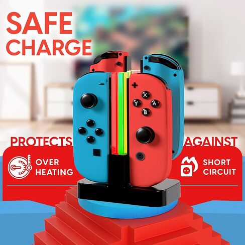 TALK WORKS Charging Dock Station Compatible with Nintendo Switch Joy-Con + OLED - Charger Base, Remote Accessories Docking Station for 4 Controllers in Kuwait