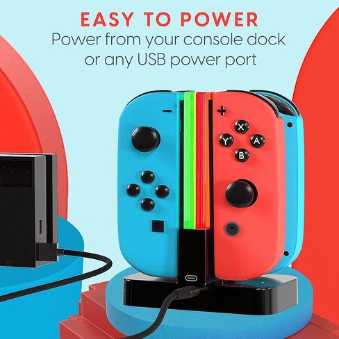 TALK WORKS Charging Dock Station Compatible with Nintendo Switch Joy-Con + OLED - Charger Base, Remote Accessories Docking Station for 4 Controllers in Kuwait