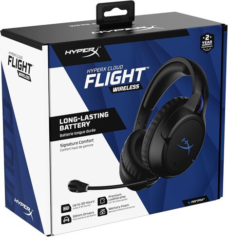 HyperX Cloud Flight – Wireless Gaming Headset for PS5 and PS4, Up to 30-hour battery, Memory foam ear cushions and premium leatherette, Noise-Cancelling Microphone with LED Mic Mute in Saudi Arabia