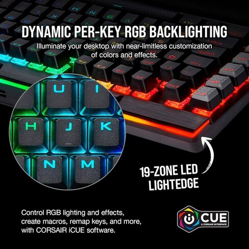 لوحة مفاتيح الألعاب الميكانيكية Corsair K95 RGB Platinum XT، بإضاءة خلفية RGB LED، CHERRY MX SPEED RGB فضي، أسود (متجدد) in Kuwait