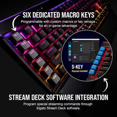 لوحة مفاتيح الألعاب الميكانيكية Corsair K95 RGB Platinum XT، بإضاءة خلفية RGB LED، CHERRY MX SPEED RGB فضي، أسود (متجدد) in Kuwait