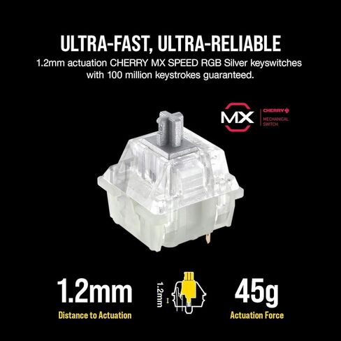 لوحة مفاتيح الألعاب الميكانيكية Corsair K95 RGB Platinum XT، بإضاءة خلفية RGB LED، CHERRY MX SPEED RGB فضي، أسود (متجدد) in Kuwait